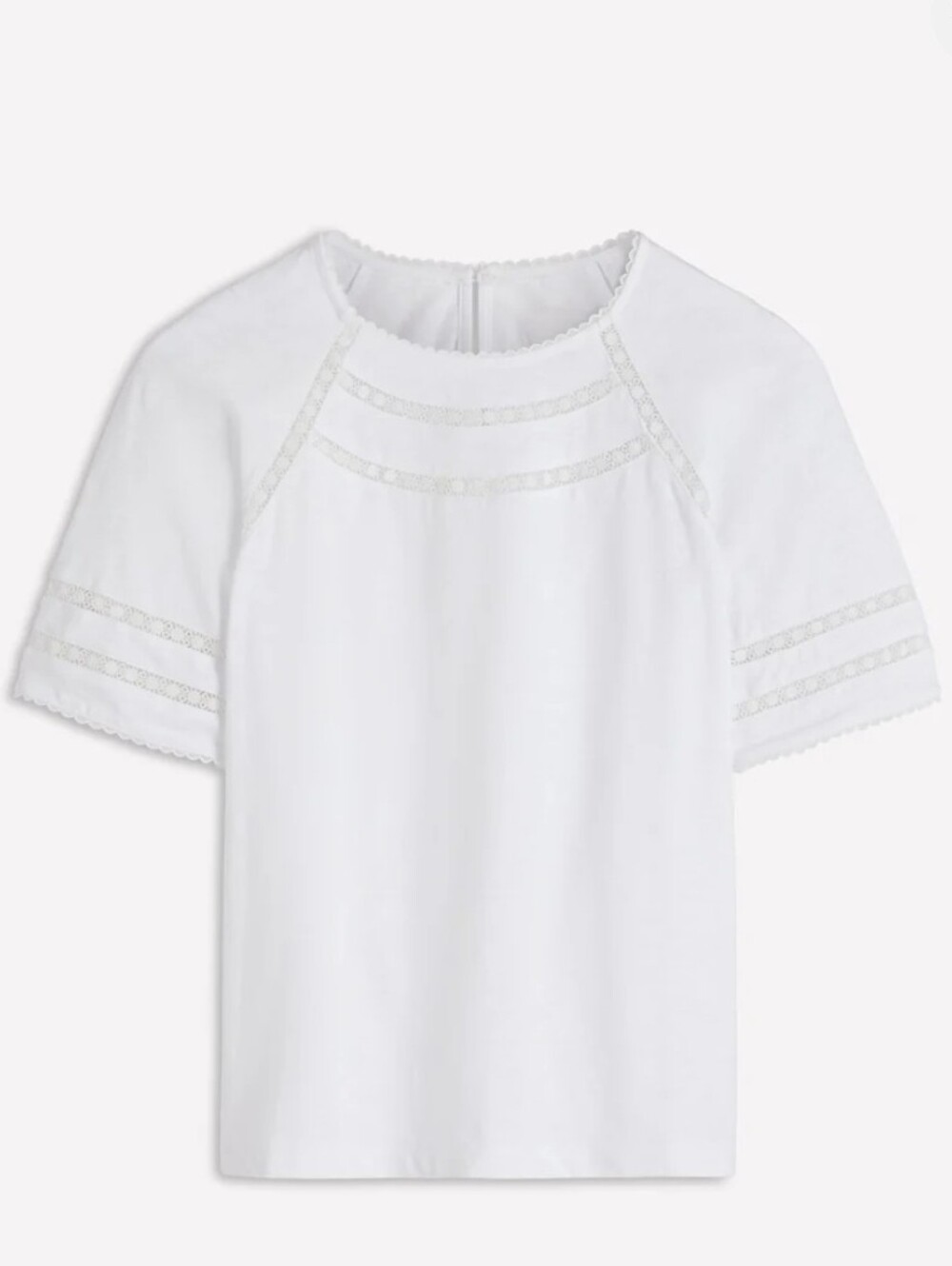 Boden Poppy Trim Crew T-shirt White Sz US 20-22 NWT